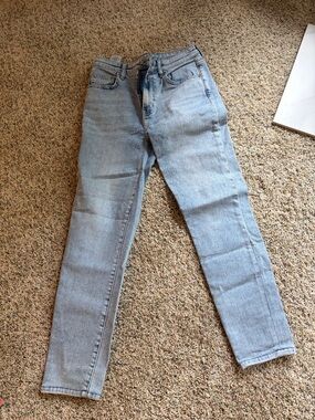 Current/Elliott High-Rise Light Blue Straight Jeans